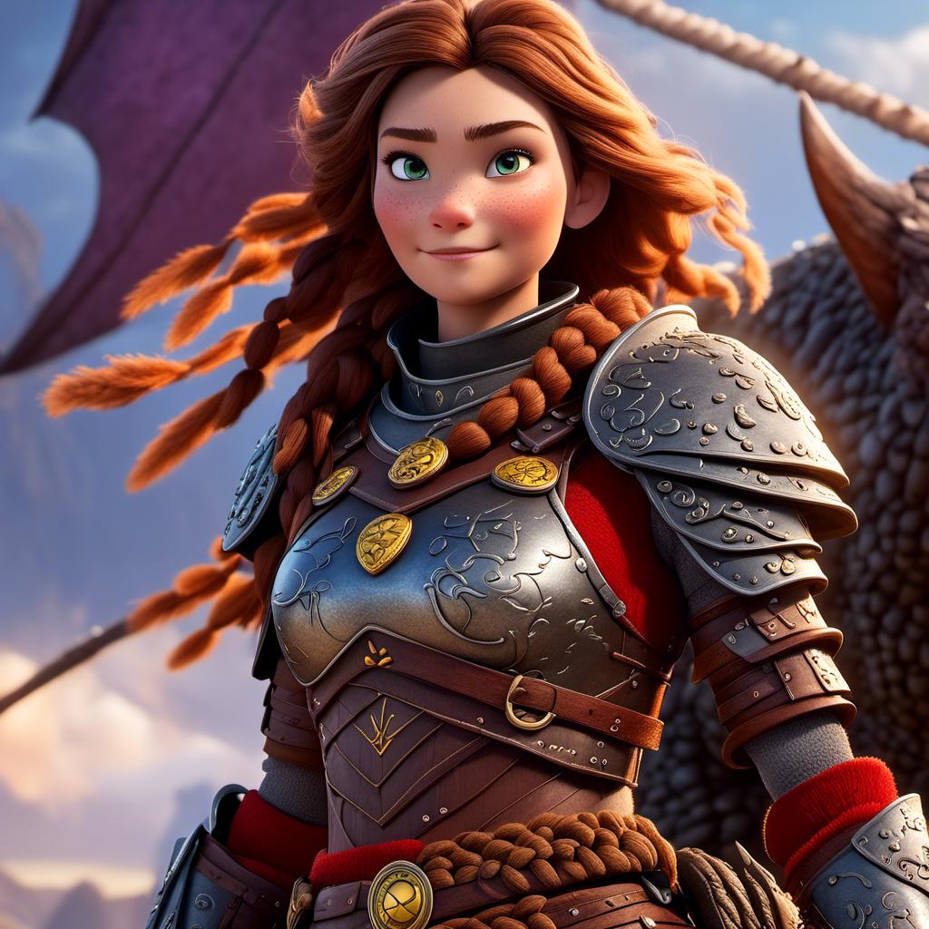 CGI Animation of a viking female, brown hai...