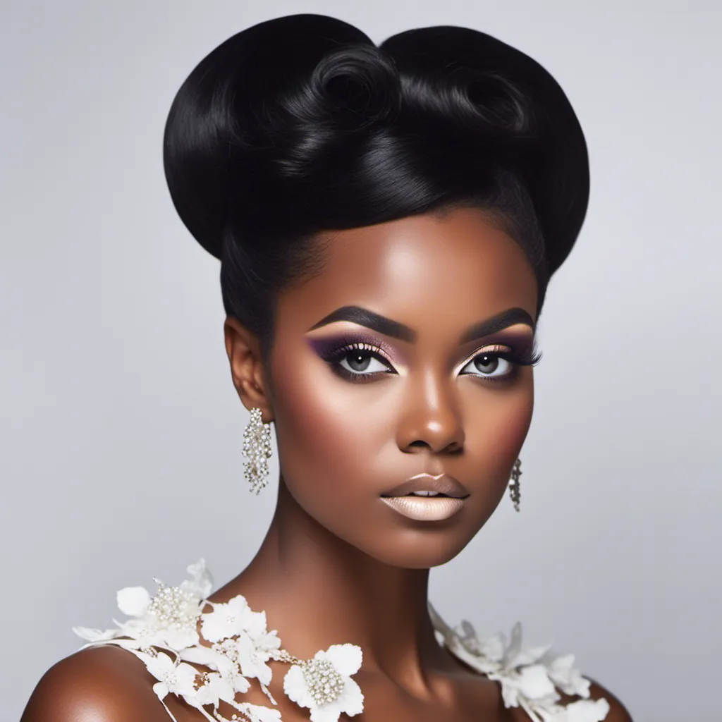 Prompt: <mymodel>60s makeup and hair on a black girl