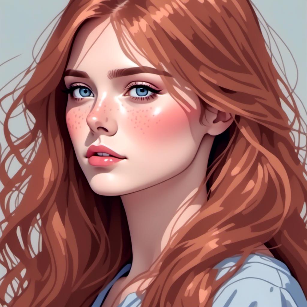 Auburn Hair Freckled Feminine Girl Beau