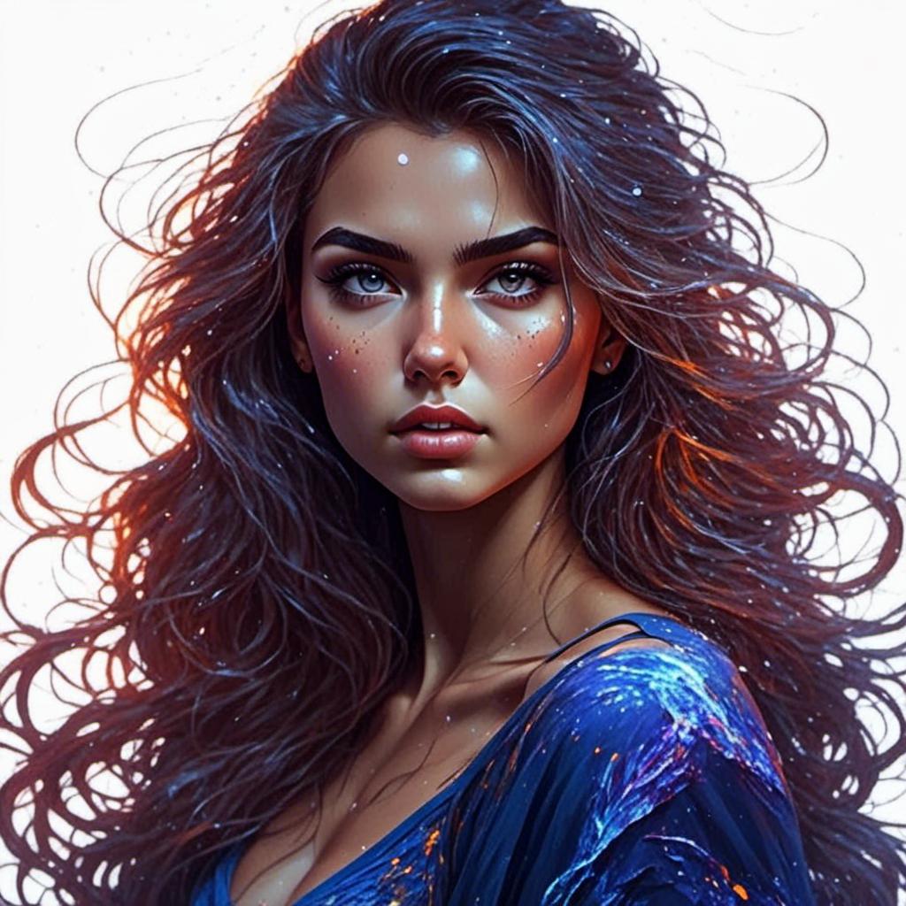 mymodelDetailed digital painting of a powerful woman vibrant colors magical fantasy setting flo