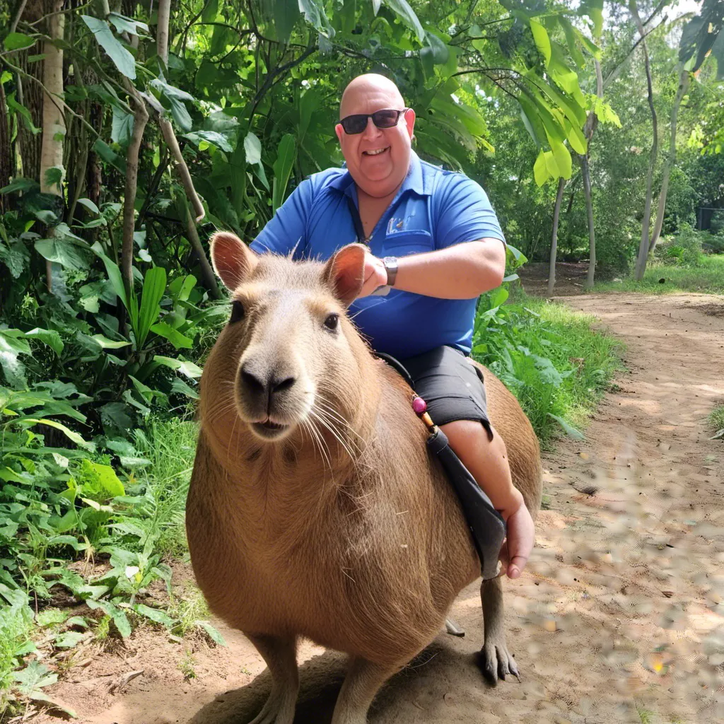 Prompt: <mymodel>riding on the back of a capybara 