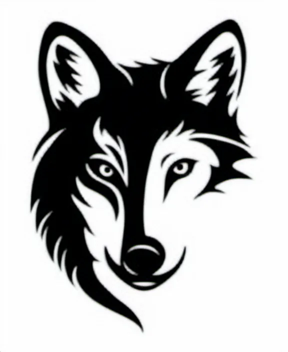 Prompt: wolf logo, simple black and white style<mymodel>