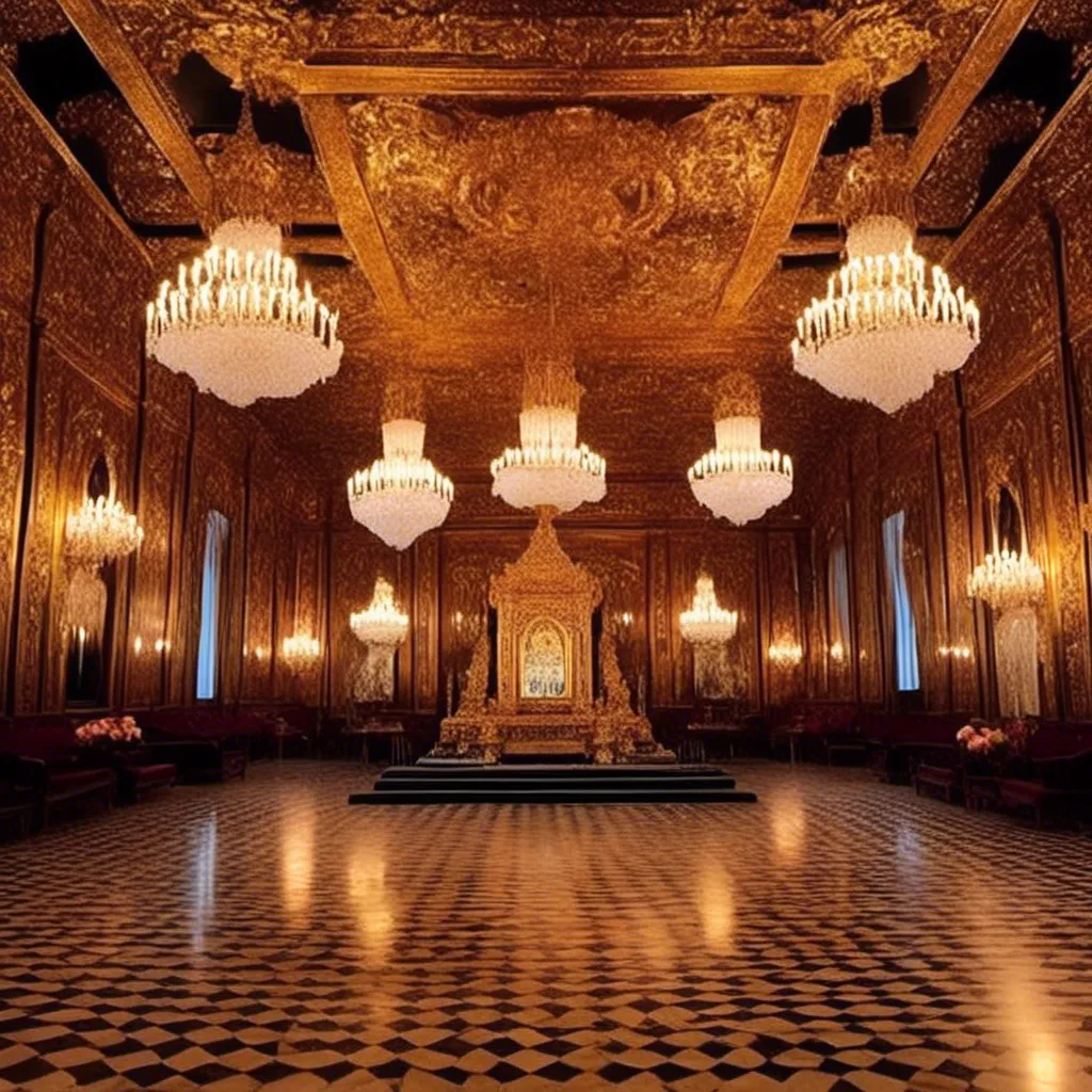 Prompt: <mymodel> a follower of ahayah the most high god, ornate golden decor, mysterious atmosphere, grand ceremonial hall, dramatic lighting, high quality, detailed carving, historical, regal, majestic, grandeur, mysterious, atmospheric lighting