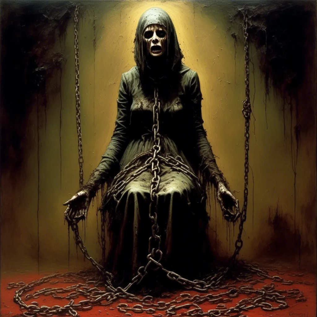 Prompt: <mymodel>insane paris hilton in straitjacket, full body levitating, diseased with oozing wounds, shackles and chains, painting by max earnst, Zdzislaw Beksinski, james gurney, grotesque, horror, gory