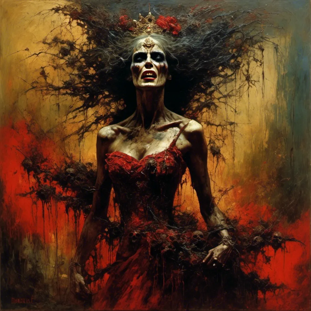 Prompt: <mymodel>a surreal style masterpiece painting of a carniverous elle macpherson consumed by a supernatural energy, her body contorted in an otherworldly dance. (in the styles of james gurney, Zdzislaw Beksinski),  horror, cool palette