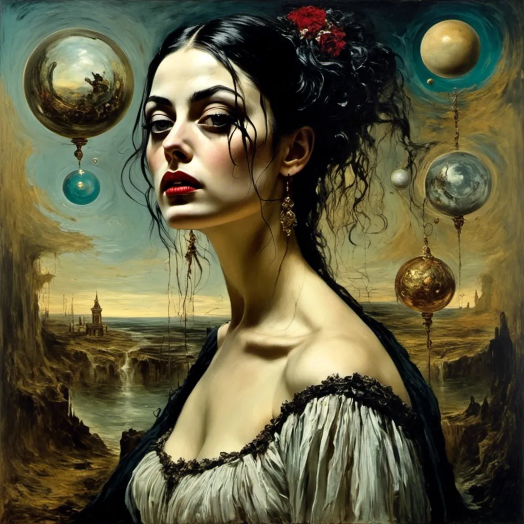 Prompt: <mymodel>surreal masterpiece painting of mila kunis, in the style of Salvador Dali's painting 'galatea of the spheres'