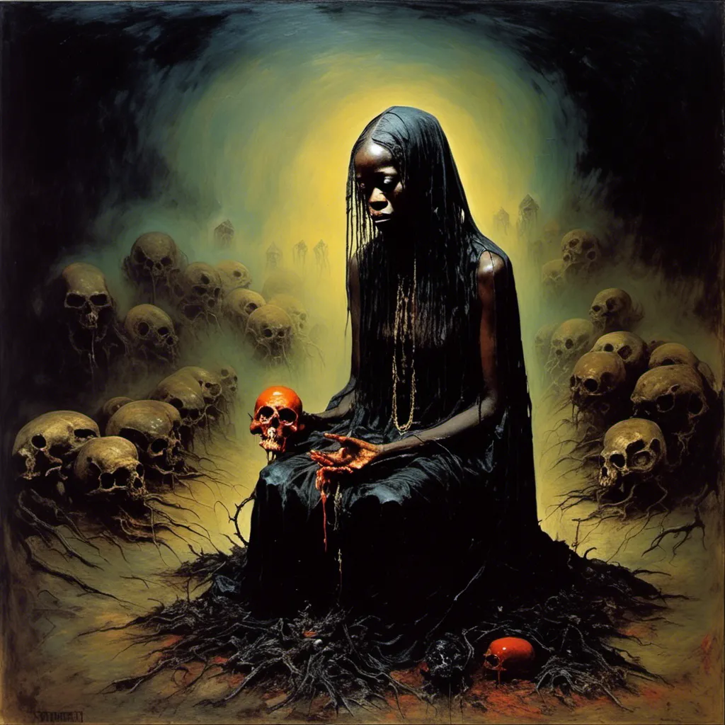 Prompt: <mymodel>surreal masterpiece painting of a carnivorous Naomi Campbell praying in a hellish dreamscape, (in the styles of salvador dali, james gurney, Zdzislaw Beksinski), bugs, melting oil, Raven