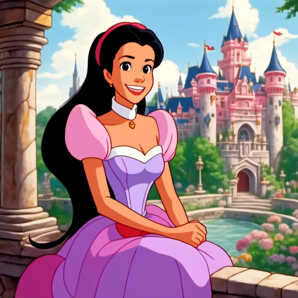 Prompt: <mymodel>as a toon in disney classic art style, cartoon, Vivid, Super-Detailed, full body, Ariel Disney Princess, Cute, smiling, 2d castle in background, 2d