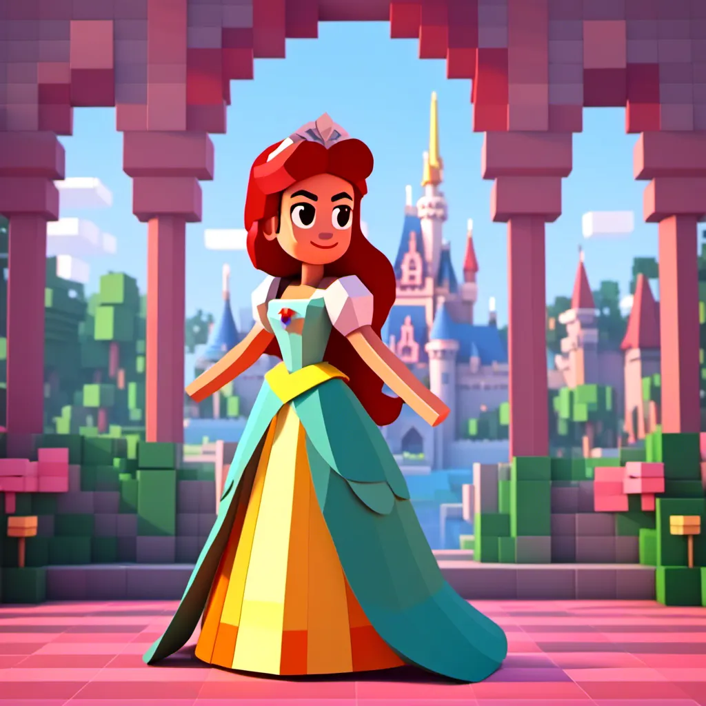 Prompt: <mymodel>Ariel Disney Princess in game-minecraft style as a toon in Disney classic art style, cartoon, oil painting, full body, cute, smiling, 2D, Vivid, Super-Detailed, game-minecraft, Disney classic, Ariel, oil painting, full body, cartoon, cute, smiling, 2D, Vivid, detailed, professional