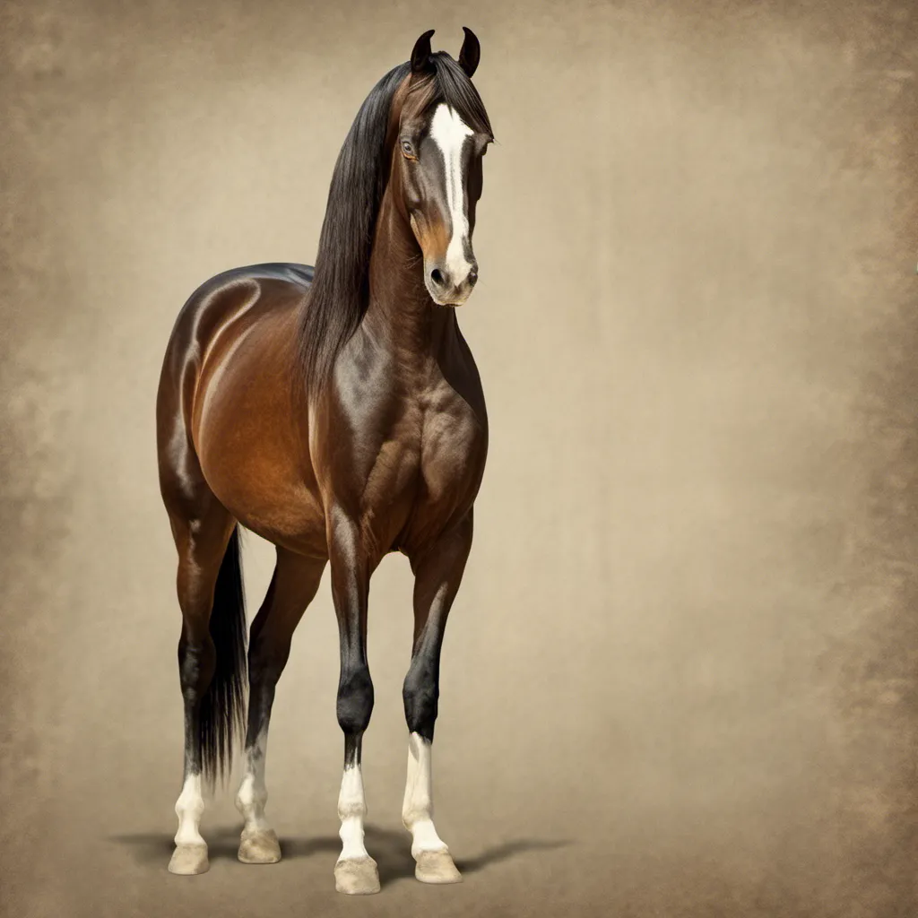 Prompt: <mymodel>High-quality, ultra-detailed, realistic horse illustration, standing still, side view, plain background, detailed muscles, elegant mane, glossy coat, majestic posture, lifelike eyes, professional, traditional art style, warm tones, soft lighting