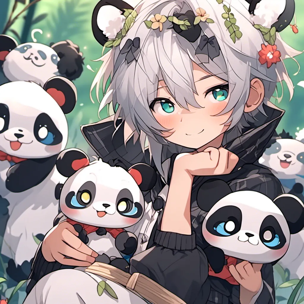 Prompt: <mymodel>Cute panda boy with olive skin