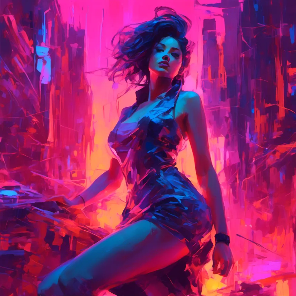 Prompt: <mymodel> a beautiful female demon in a dynamic pose in a retro futuristic synthwave cyberpunk neon paradise.  neon lighting, synthwave, cyber, retro, futuristic 