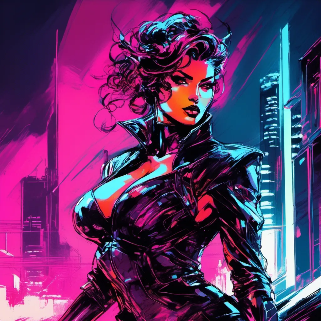 Prompt: Modern sumi-e speed style, dynamic brush strokes, a beautiful female demon in a dynamic pose in a retro futuristic synthwave cyberpunk neon paradise in <mymodel> style.  neon lighting, synthwave, cyber, futuristic city atmosphere, art, illustrated, stylized. 