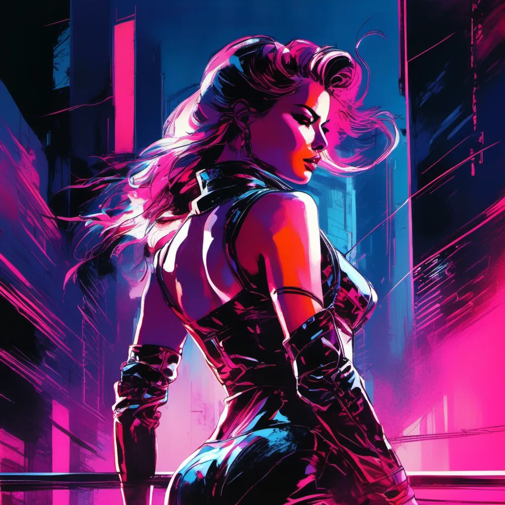 Prompt: Modern sumi-e speed style, dynamic brush strokes, a beautiful female demon in a dynamic pose in a retro futuristic synthwave cyberpunk neon paradise in <mymodel> style.  neon lighting, synthwave, cyber, futuristic city atmosphere, art, illustrated, stylized. 