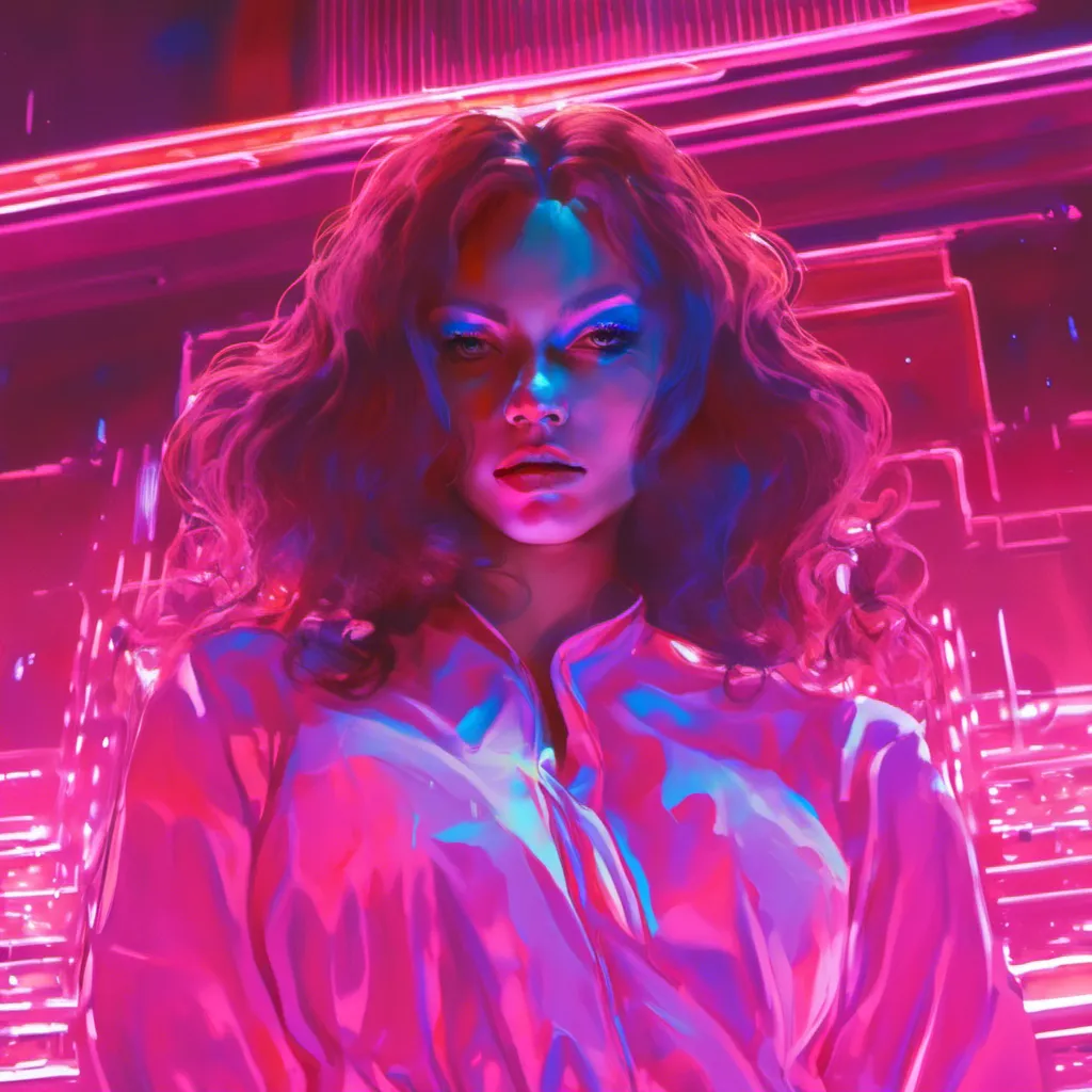 Prompt: <mymodel> a beautiful female demon in a dynamic pose in a retro futuristic synthwave cyberpunk neon paradise.  neon lighting, synthwave, cyber, retro, futuristic 