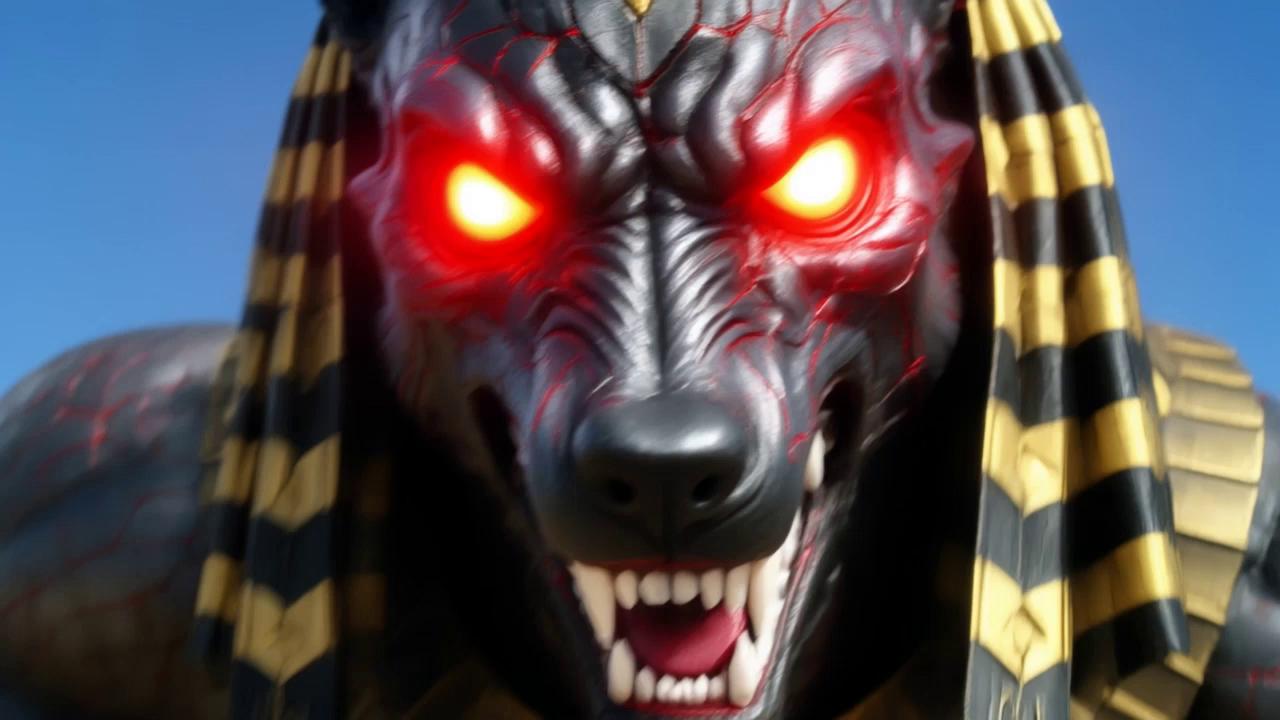 Prompt: 15-second cinematic tokusatsu battle. Use the reference photos to accurately render Evil God Anubis and Ultraman Trigger. Both are portrayed by suit actors with realistic human movement and weight. Hyper-realistic practical effects, photo-real quality, bright midday sunlight, endless Egyptian sand dunes. Fast-paced editing with multiple cameras, dramatic close-ups, slow motion impact shots, and dynamic tracking shots.0:00-0:02 — Extreme close-up of Evil God Anubis' glowing red eyes. Cut to Ultraman Trigger's glowing white eyes. Close-up of both feet pressing into the sand. Sand scatters as they explode forward toward each other.0:02-0:05 — Wide cinematic shot as the fighters collide with a thunderous forearm block. Orbiting camera circles the clash. Tight close-ups of clenched fists, snarling Anubis, and Trigger's determined face. Every strike throws sand into the air.0:05-0:08 — Rapid exchange of martial arts. Trigger lands a spinning body kick. Anubis absorbs the hit and counters with brutal elbow strikes and a sweeping leg kick. Low camera tracks across their feet carving deep trenches through the desert.0:08-0:11 — Slow-motion sequence. Close-up of Anubis' claws narrowly missing Trigger's helmet. Trigger ducks, pivots, and lands a powerful palm strike to Anubis' glowing chest ankh, sending glowing red energy rippling across Anubis' body.0:11-0:13 — Multiple fast camera cuts. Overhead drone shot. Ground-level tracking shot. Extreme close-ups of fists, claws, feet, eyes, and the glowing ankh. Trigger unleashes a rapid combination of punches, elbows, knees, and a spinning back kick while Anubis answers with savage claw swipes and heavy forearm strikes.0:13-0:15 — They leap apart, sliding across the sand. Heat haze shimmers between them. Close-up of Anubis growling as his red eyes blaze brighter. Close-up of Trigger raising his fighting stance, ready for the next round. End on an ultra-wide hero shot with both warriors facing each other across the endless desert as sand blows dramatically between them.