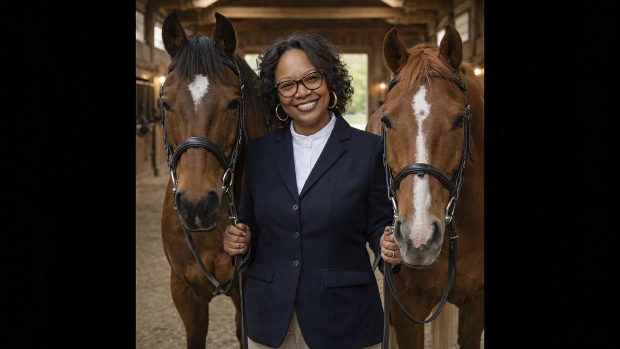 Prompt: speak clearly, no accent. Professional headshot with horses, good lighting. Shalisha is speaking in a warm, friendly, Northeast accent. well-educated African American woman. shalisha looking into camera smiling and talking while standing in a barn holding two calm horses by the reins. Natural barn sounds only. Soft daylight, relaxed posture, gentle horse movement, slow camera push-in, photorealistic.
Audio: voice + natural barn sounds only
Say this: “Hi. My name is Shalisha. Welcome to Charming Canters.
I’m here to help riders and parents find English saddles that feel right—for both horse and rider.
