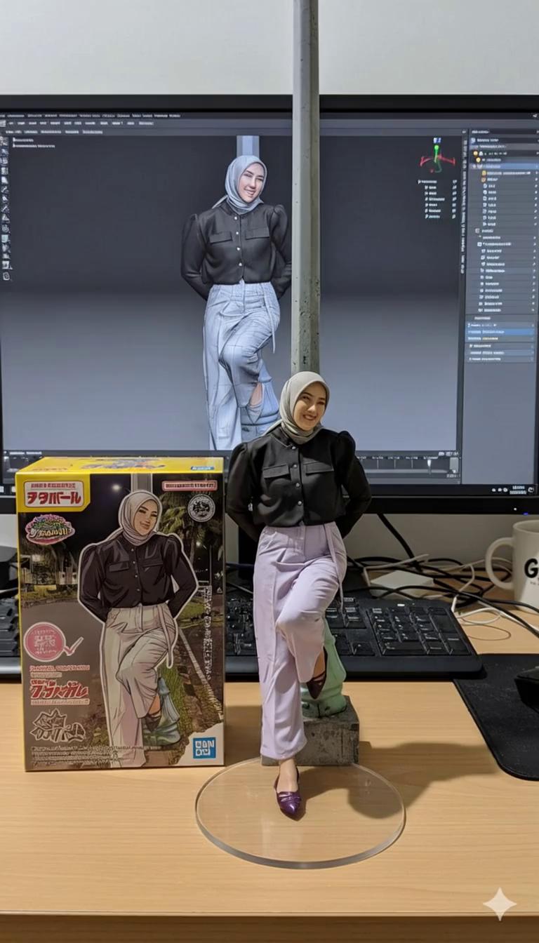 Prompt: there are two hands lifting the statue while turning it left and right after putting it back down.)lpstu pilih auto sound
5.Tekan CREATE