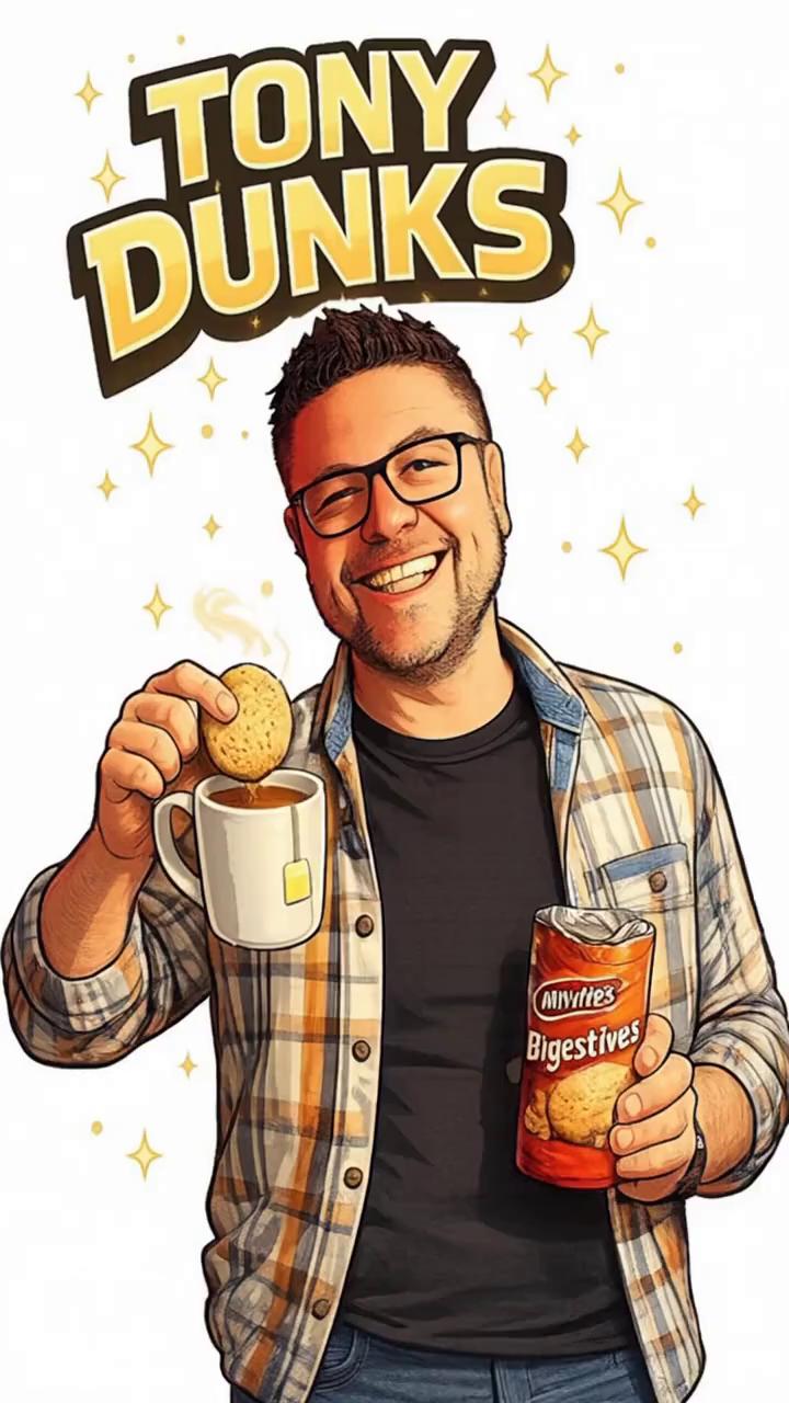 Prompt: VIDEO TONY DUNKING THE BISCUIT BUT IT GETS TOO SOGGY AND FALLS IN AND HE SAYS AWK FFS THAT WAS THE LAST ONE SOGGY BISCUIT 