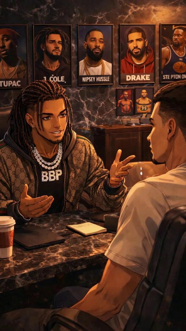 Prompt: talking business. 