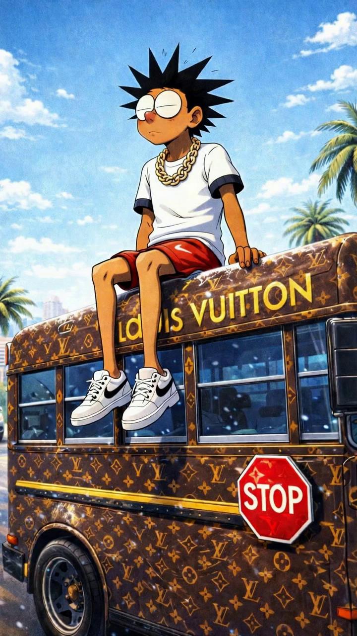 Prompt: ANIME VIBE, MAKE CHARACTER LOOK JUST LIKE CHARCTER IN PICTURE, ZOOM IN, CHILLING, HEAD BOPPING, RAP MUSIC VIDEO VIBE, 
