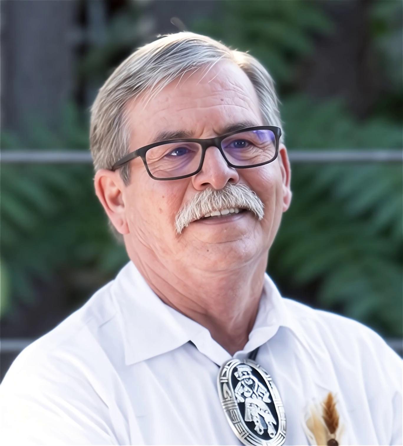 Prompt: Character is standing behind a wooden podium with hands resting on top of the podium. Background is a formal conference room setting