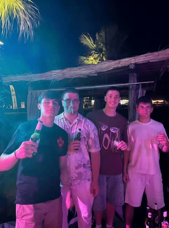 Prompt: I am the second guy from left to right can you make it so that i start throwing money left and right