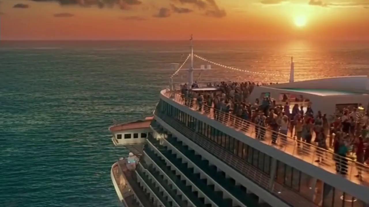 Prompt: A colossal cruise ship glides gracefully across the shimmering azure expanse of the ocean, its decks alive with jubilant passengers dancing under the warm golden glow of a setting sun. Laughter and music fill the air, creating an atmosphere of carefree celebration. Suddenly, the tranquility shatters as an enormous, ominous black UFO emerges from the depths of the water, its sleek, metallic surface reflecting the vibrant hues of the sunset. The daunting spacecraft looms larger than the ship itself, casting a shadow that envelops the revelers, who look up in a mix of awe and terror. With a swift, blinding flash, the UFO unleashes a brilliant beam of light from its alien weapon, impacting the cruise ship with an explosive force that sends debris and chaos erupting into the sky, all under a dramatic, smoky backdrop. The scene captures a stark contrast between the joy of life and the sudden intrusion of fear, evoking a dark, cinematic fantasy atmosphere.