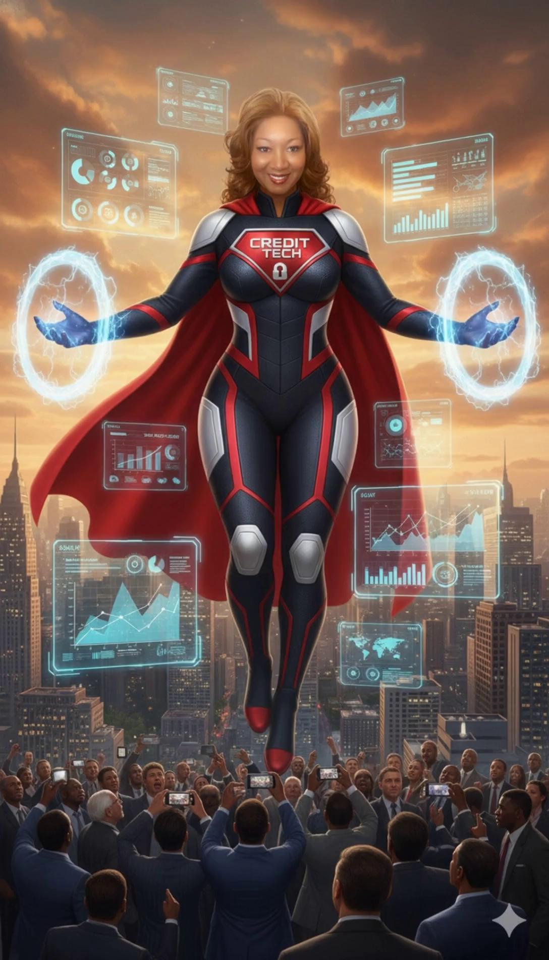 Prompt: “Using the uploaded image of Brenda Brandon as the exact face reference, create a cinematic superhero video of her as The Credit Restoration Coach, a powerful Black woman superhero soaring through the sky. Her facial features, face shape, skin tone, hairstyle, and warm smile must match the reference photo exactly with no alterations. She appears in her 40s, confident, focused, and in full superhero mode.

Show Brenda flying through the air over Los Angeles with a bold cape flowing behind her. She glides past skyscrapers and over city streets, leaving a trail of glowing icons such as ‘Metro 2 Compliance,’ ‘Credit Comeback,’ ‘Accuracy,’ and ‘Financial Freedom’ as she moves.

Use dramatic sunlight, slow-motion flight sequences, and powerful action shots. No people should be in the scene — only Brenda, the city, and the glowing credit-fixing visuals.

Make the video inspirational, cinematic, and Marvel-style, highlighting her as a strong, unstoppable superhero representing the Credit Restoration movement.”

STYLE: cinematic, dynamic, inspiring

SHOT TYPES: medium-wide flight shots, close-ups that preserve her exact face, cape motion shots, aerial city sweeps

DURATION: 10–15 seconds