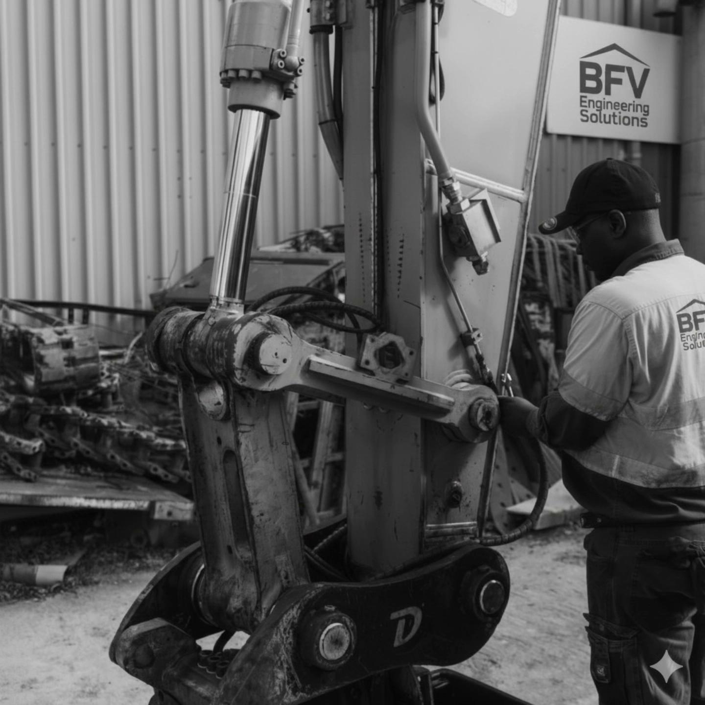 Prompt: show the equipment being repaired and present the final result