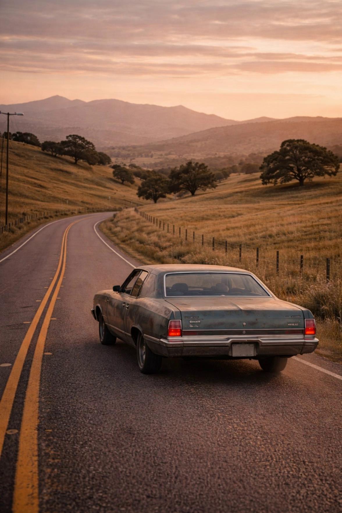 Prompt: Driving through the country side 