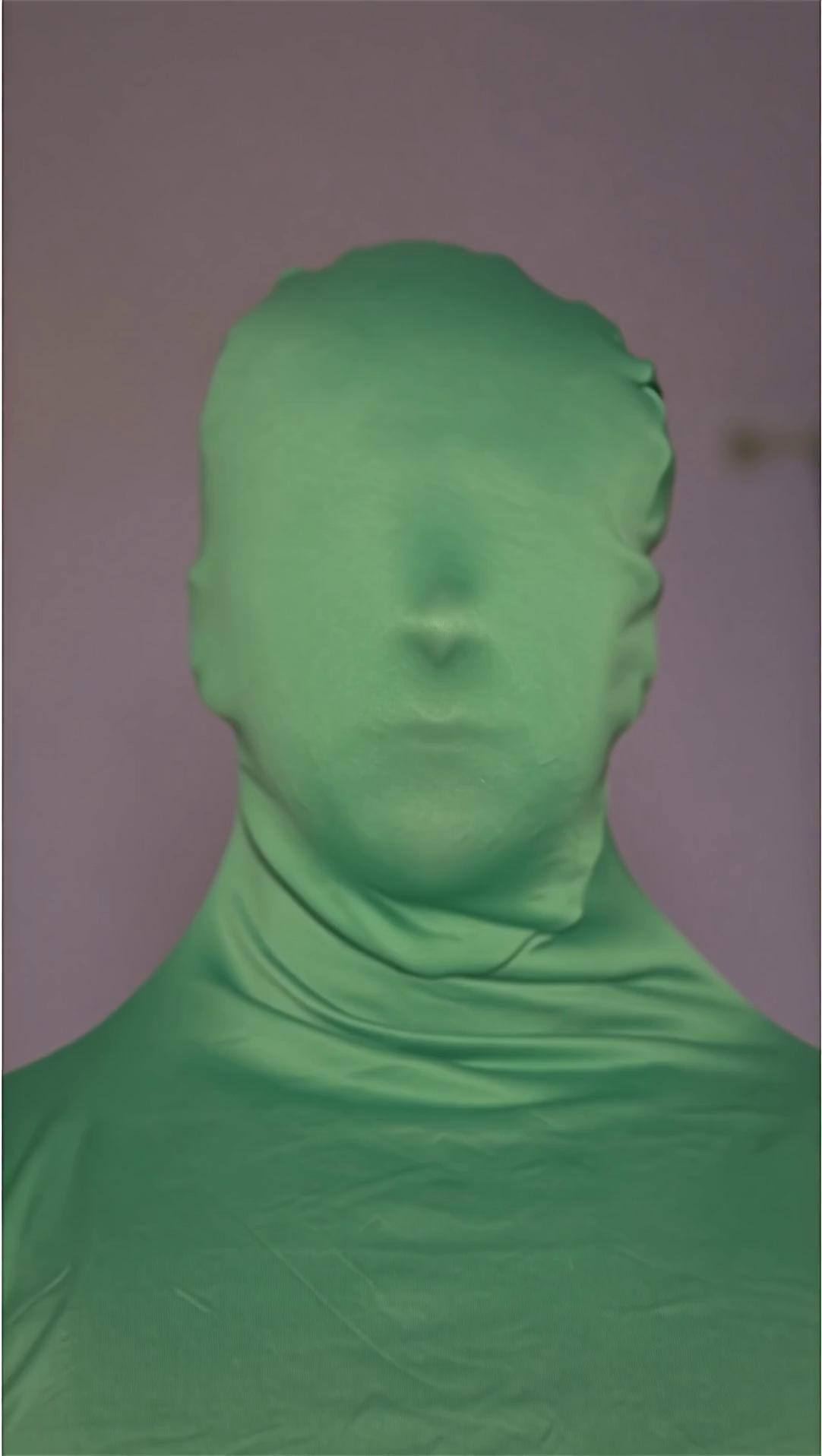 Prompt: I am a fully green character in my bedroom.
I would like you to remove the background and make me gently float in space.