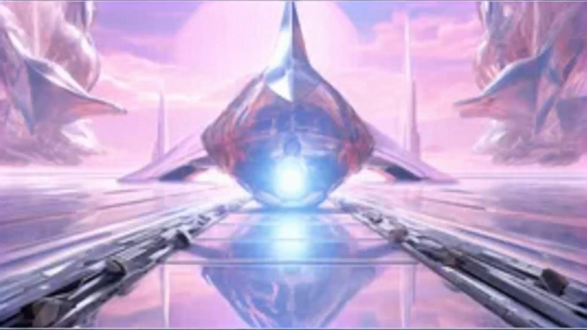 Prompt: The spaceship fades to an image of 4 lines that intersect each other at each line's center most point and create a total of 8 equal angles 1 in between each line. It almost creates a star made of multiple straight lines that only connect at the center. All of the lines throb with a glowing white light.