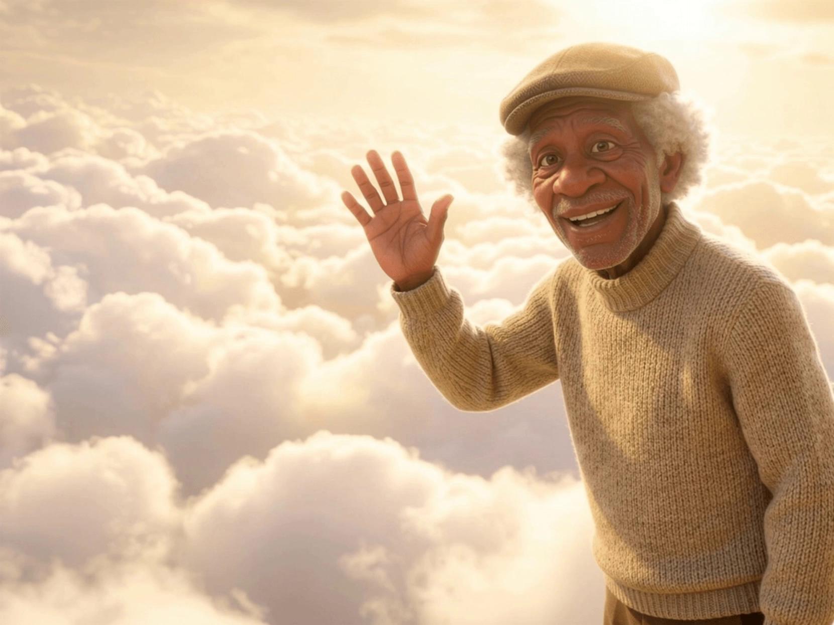 Prompt: grandapa  waving good bye