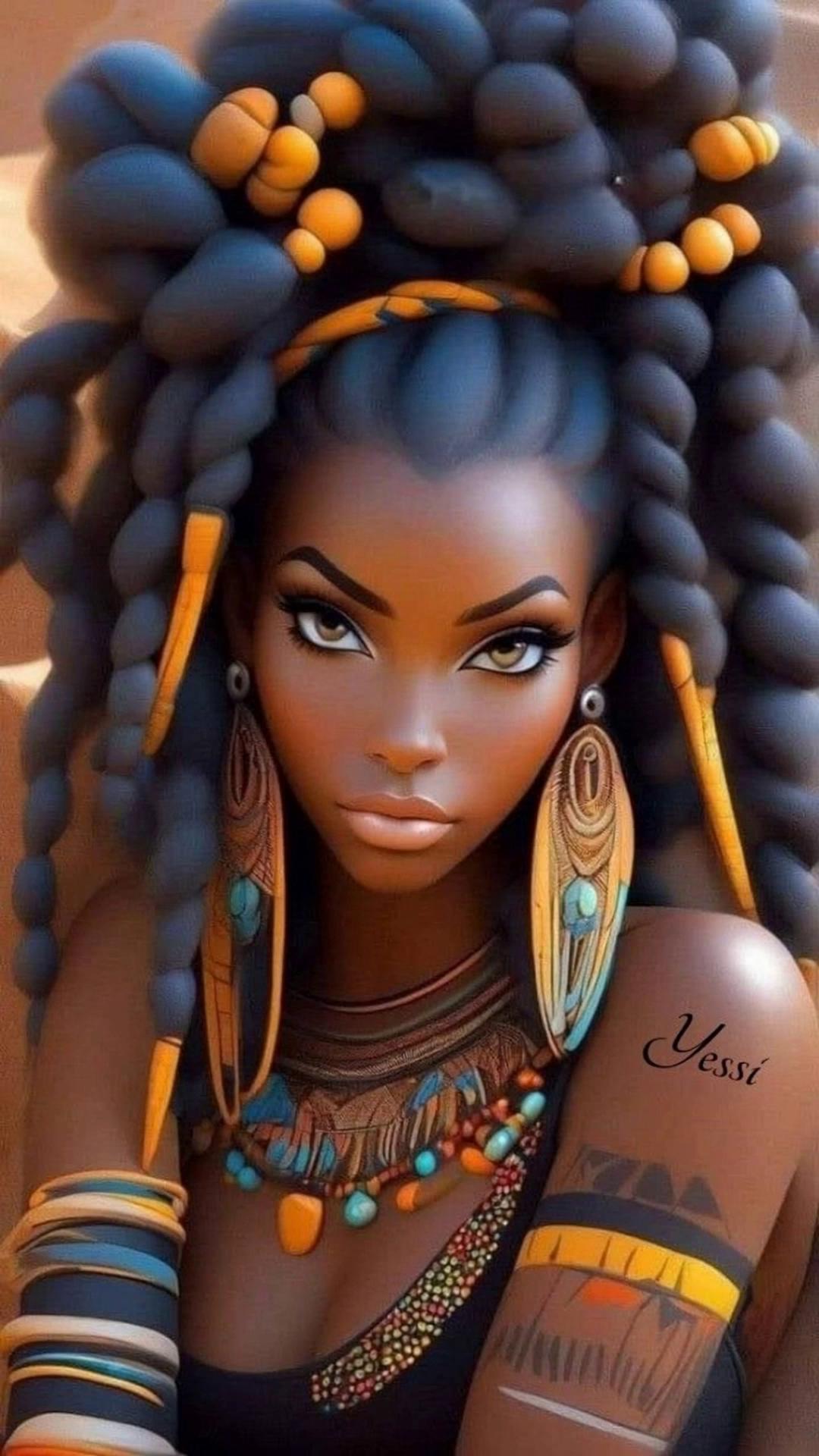 Prompt: Black African Goddess Venus, Flies to an African Village and Greets her Smiling Followers,  