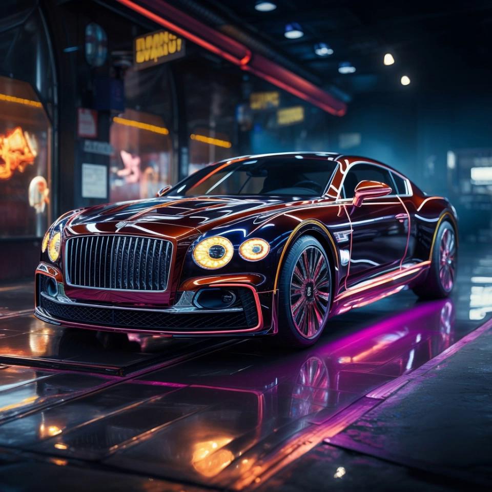 Prompt: animate this picture, by make this car drive down the street at night