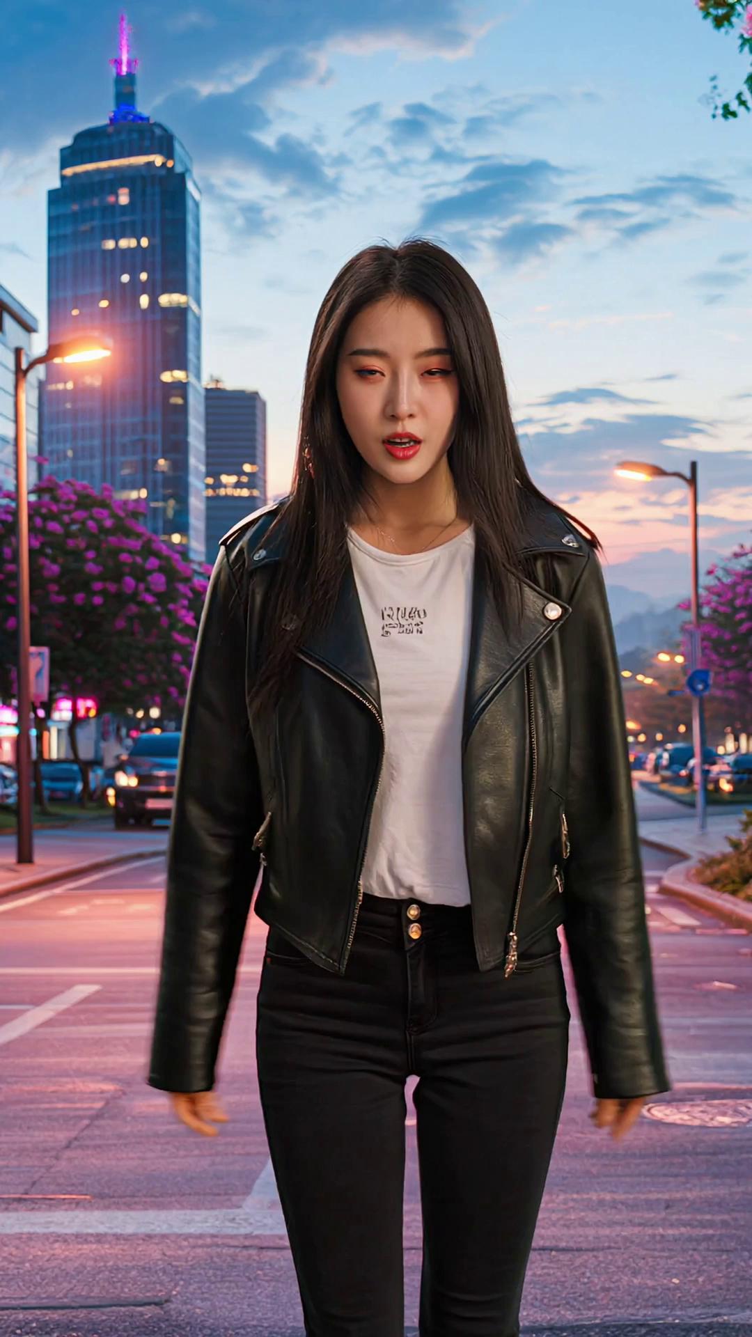 Prompt: A vibrant, high-energy TikTok video: Start with a close-up of a young woman in a neon-lit urban street at dusk, her face glowing with excitement as she whispers "Watch this magic unfold." Suddenly, she snaps her fingers, and colorful digital butterflies burst from her palms, swirling around her in a hypnotic dance. The camera pulls back smoothly as the butterflies multiply, transforming the gritty cityscape into a surreal dreamworld—skyscrapers morph into twisting vines covered in blooming flowers, cars turn into floating lanterns, and the sky fills with shooting stars in pink, blue, and gold hues. She starts a trendy dance move, syncing perfectly to upbeat electronic music, with butterflies landing on her outfit that shifts from streetwear to a flowing ethereal gown. End with her blowing a kiss as the scene explodes into a cascade of glittering particles, revealing the text overlay "Unlock Your Magic" in bold, animated fonts. Cinematic lighting, ultra-detailed 4K visuals, fast-paced edits, viral TikTok style with smooth transitions and ASMR-like sound effects for maximum shareability.