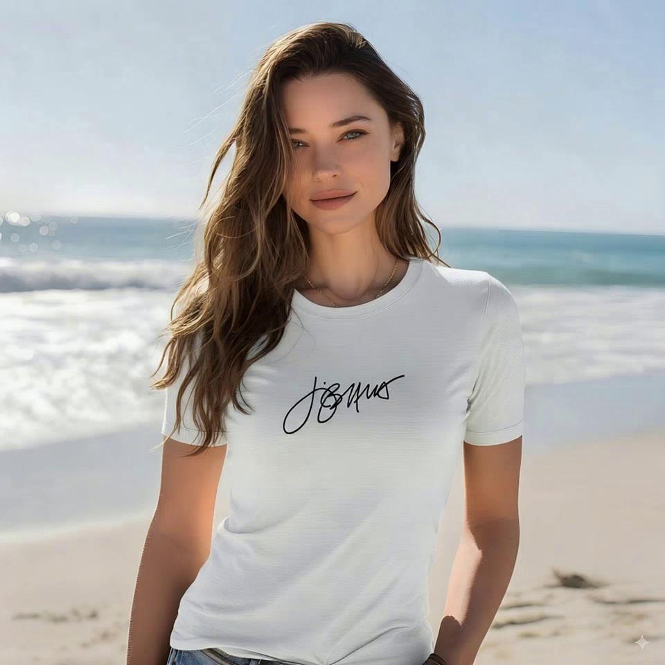 Prompt: Seductive woman winks and shows off her shirt