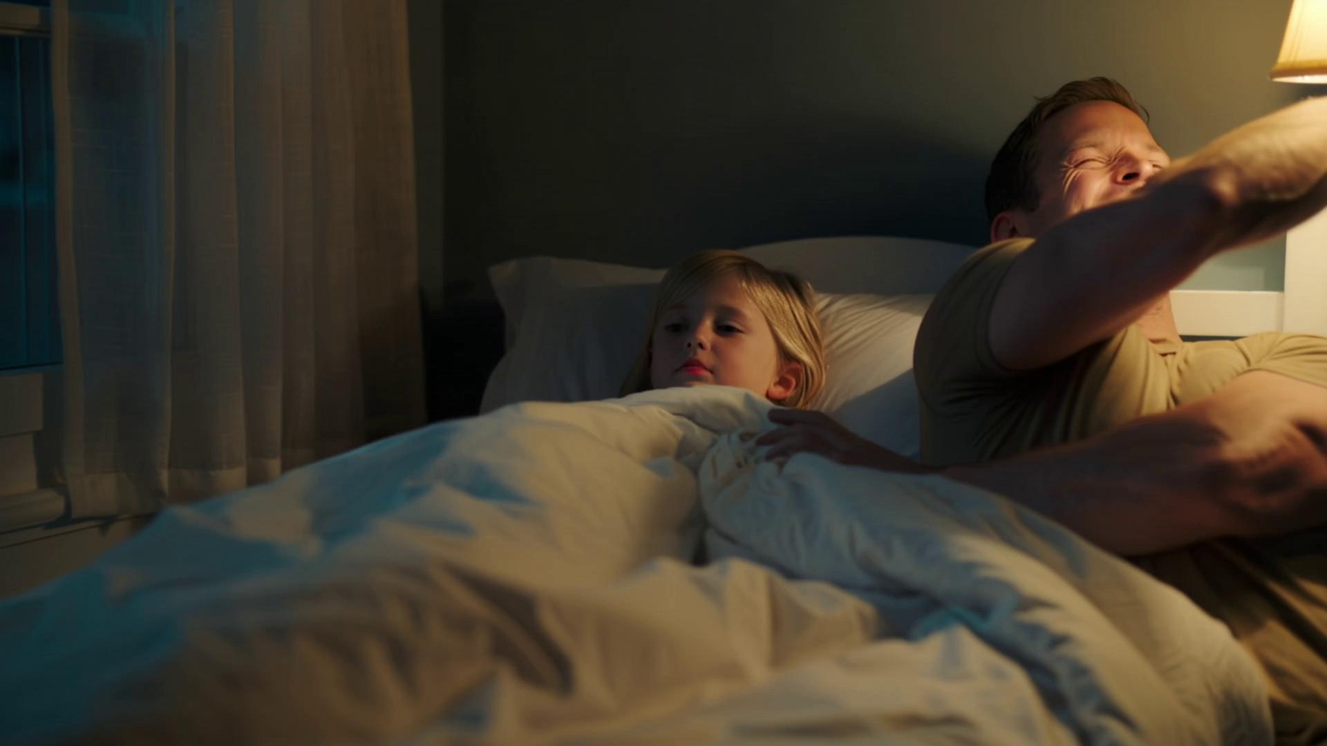 Prompt: Create a realistic video under these conditions:

I tucked my daughter into bed and turned off the light.
As I closed the door, she whispered, “Daddy… there’s someone under my bed.”
I laughed... until I looked under the bed... a decapitated head was there..