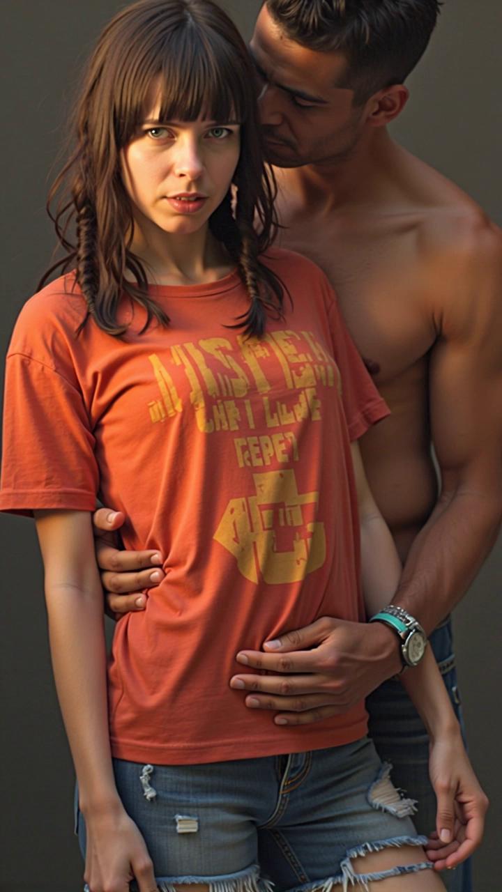 Prompt: The woman turns to kiss the man