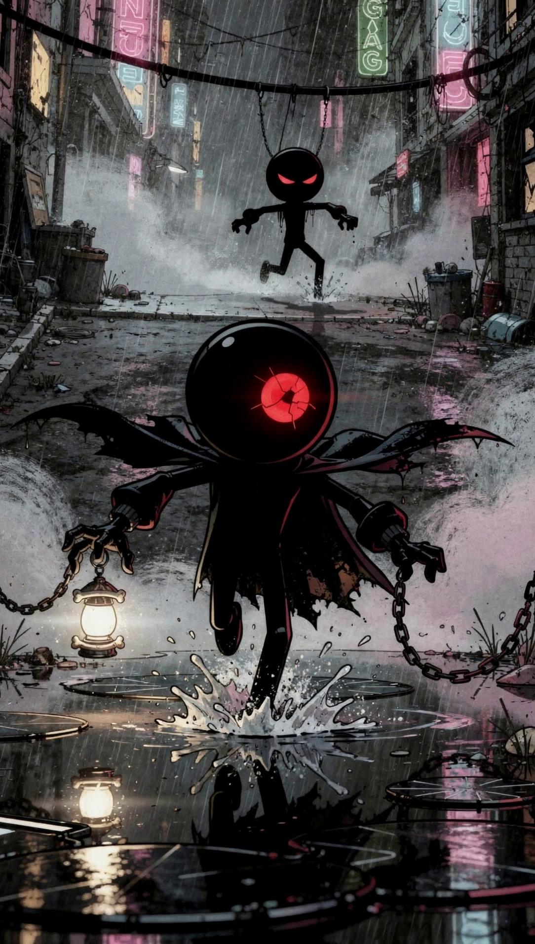 Prompt: “fast low tracking forward alongside @Kade@, slight handheld shake, speed ramp feeling, water splashes kick up with each step, lantern swings side to side and flickers, fog rushes past, @TheHushed@ sprint closer in the background, rain streaks moving”