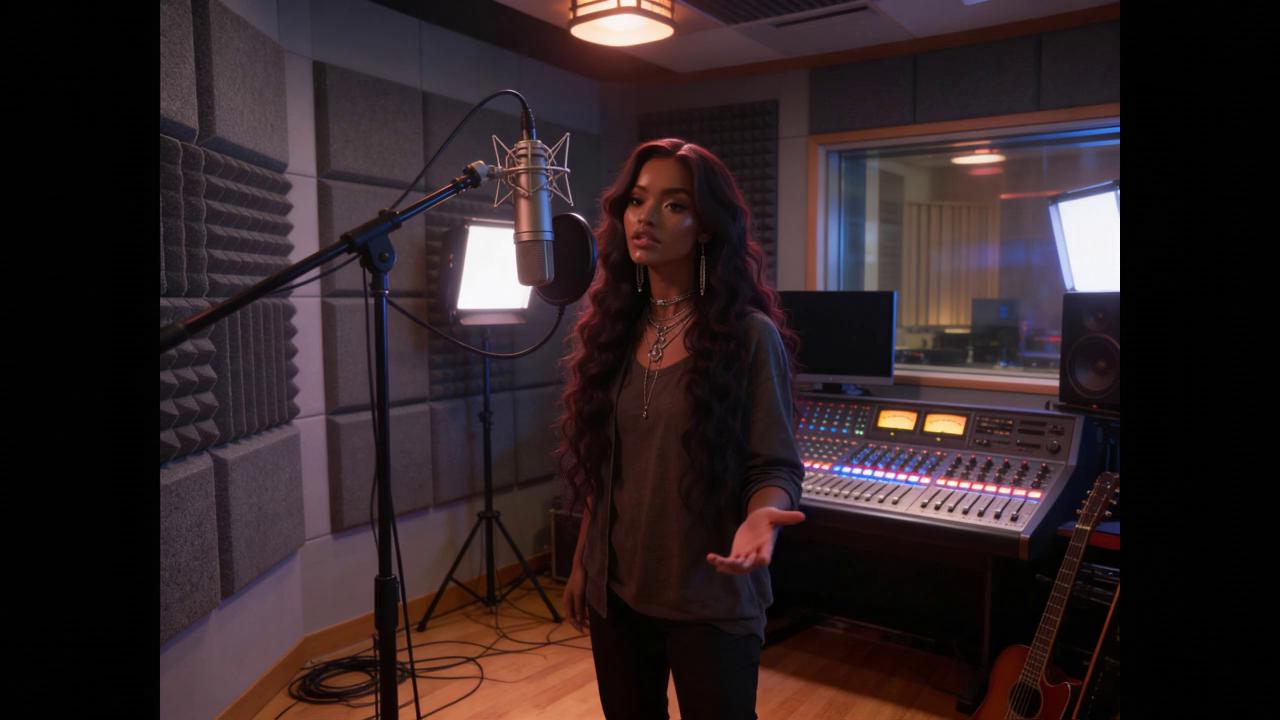 Prompt: Create nyxara sing softly moveingher arms and hands movement feeling her music 2 minutes 