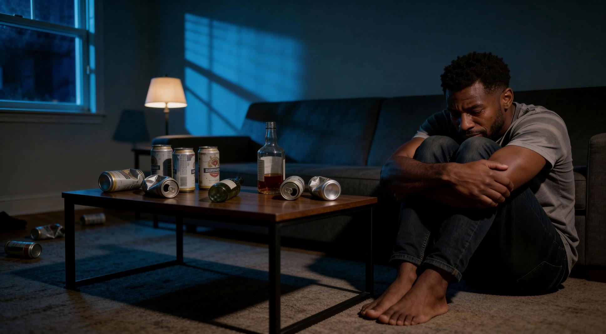 Prompt: Live-action cinematic realism. Ultra-realistic human performance. Documentary-level realism. Natural skin texture, visible pores, imperfect lighting. No animation. No stylization.

0–10s (continuous action, no interruption):
Wide-to-medium static shot in a dark, empty corner of a room. Minimal side lighting. The man sits on the floor balled up, knees pulled to his chest, arms wrapped tightly around himself. He rocks gently back and forth for the entire 10 seconds, continuous motion.
He is crying the entire time, voice breaking and emotional, repeatedly whispering “I’m okay… I’m okay… I’m okay…” over and over without stopping.
Breathing is uneven. Shoulders shake slightly. No change in posture. No pause in repetition. He never stands, never looks up.

Performance Lock:
Continuous rocking. Continuous crying. Continuous repetition of “I’m okay.”
No interruption. No external action. No exaggeration.

Themes: inner pain, depression, self-soothing, emotional survival, hidden suffering.
No fantasy. No self-harm depiction. Real human vulnerability only.