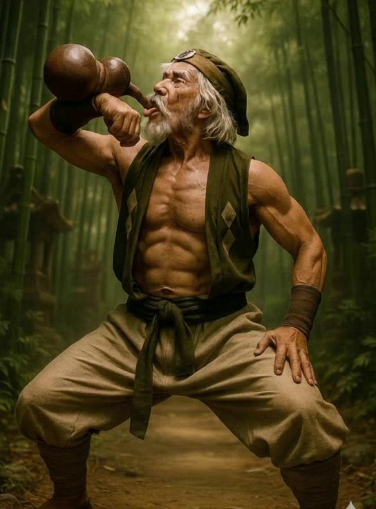 Prompt: Un maestro anciano de Kung Fu, con barba blanca y sombrero de paja tradicional, entrena Zuì Quán (el arte marcial del borracho) en un denso bosque de bambú al amanecer. La cámara sigue sus movimientos fluidos y erráticos: tambaleos, giros inesperados, fintas desequilibradas y golpes repentinos. Sostiene una cantimplora de calabaza en una mano, usándola como un accesorio más en su impredecible danza. El sol se filtra entre los bambú, creando un juego de luces y sombras que resalta su agilidad a pesar de su edad. El ambiente es místico y sereno, pero sus movimientos son poderosos y engañosos. Estilo cinematográfico, artes marciales chinas, fluidos movimientos de cámara, alta definición.