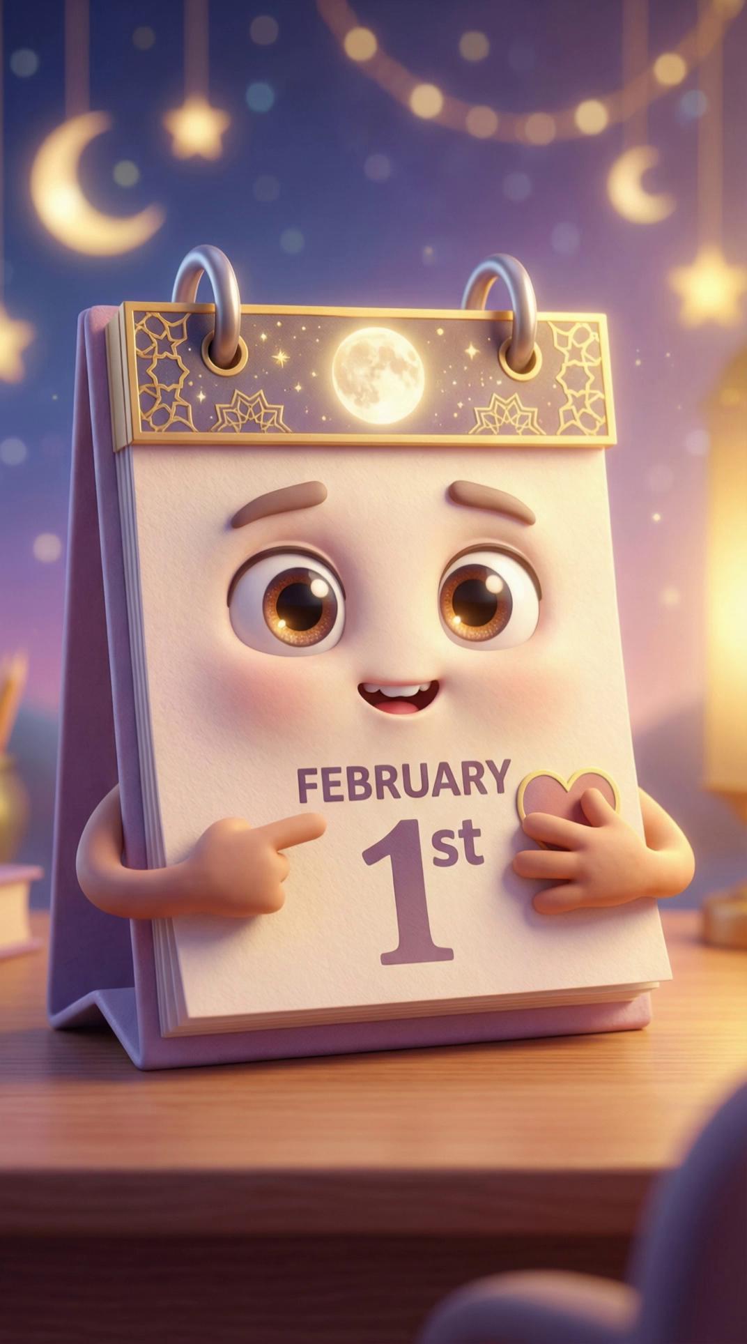 Prompt: Assalamualaikum!I’m a calendar, and I’ve got good news.Tomorrow, February 1st, is the 13th of Sha‘bān, a blessed white day. Fast for immense rewards and beautiful barakah. Share this and remind your friends and family to fast too! May Allah reward you for all your efforts Ameen! @voice-1769918484935