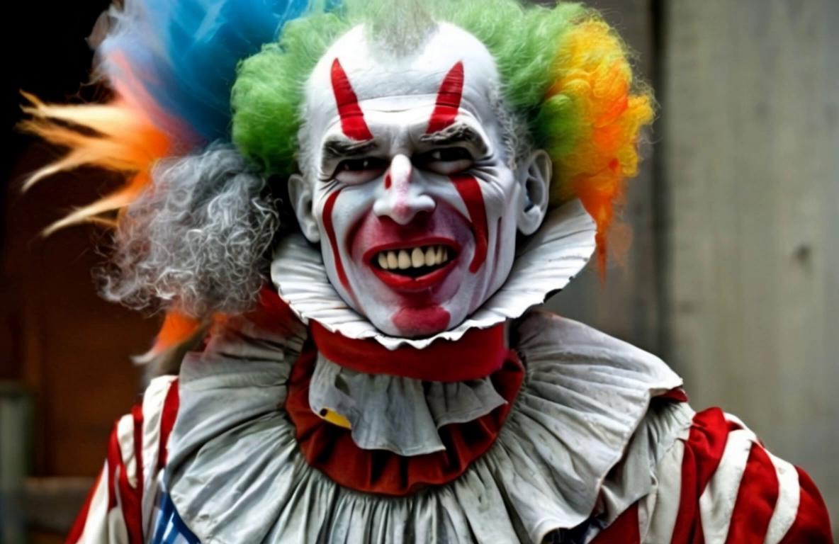 Prompt: un payaso que se está riendo a carcajadas 