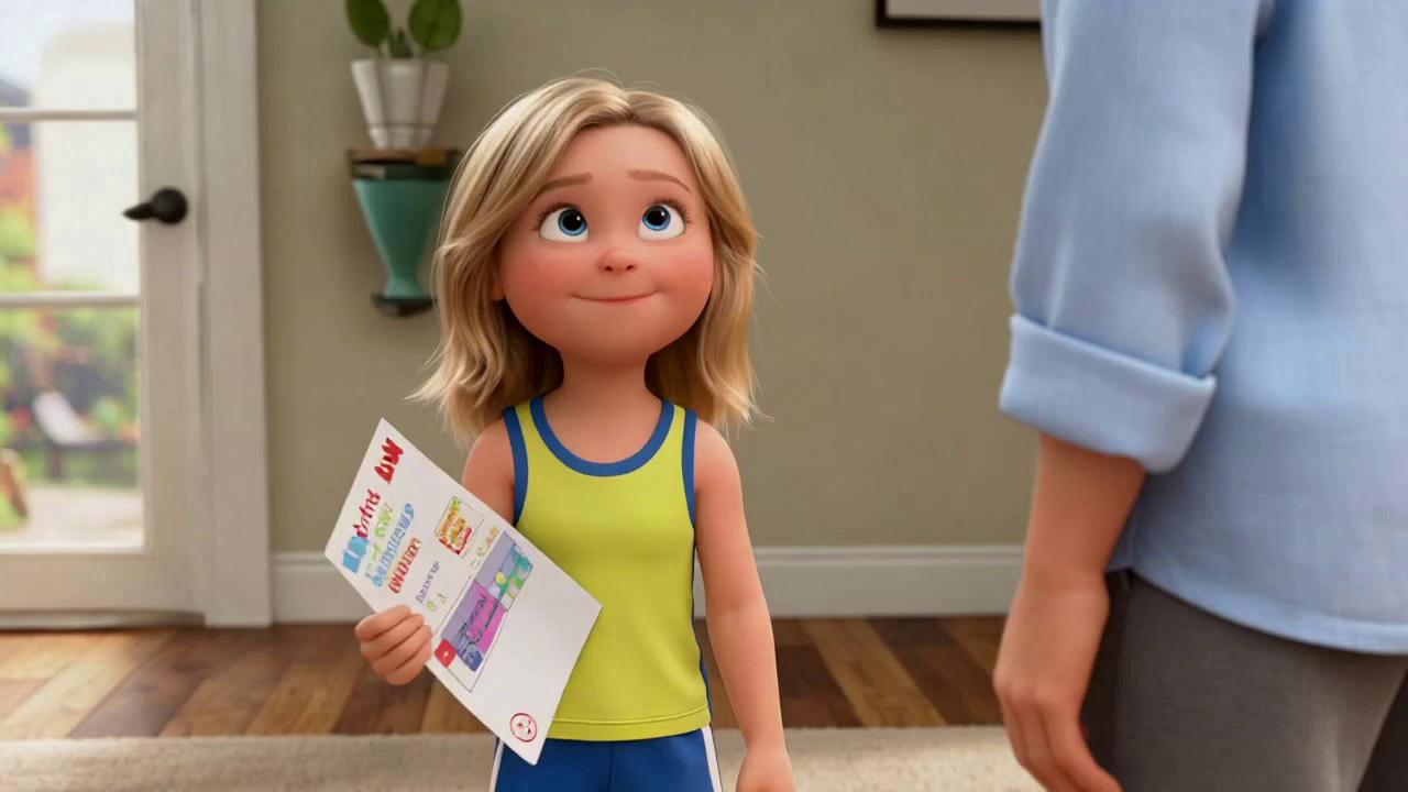 Prompt: Sally 10 blond challenge mom to gymanstic challenge sally wins sally happy mom sad. Sally gloats mom cleans