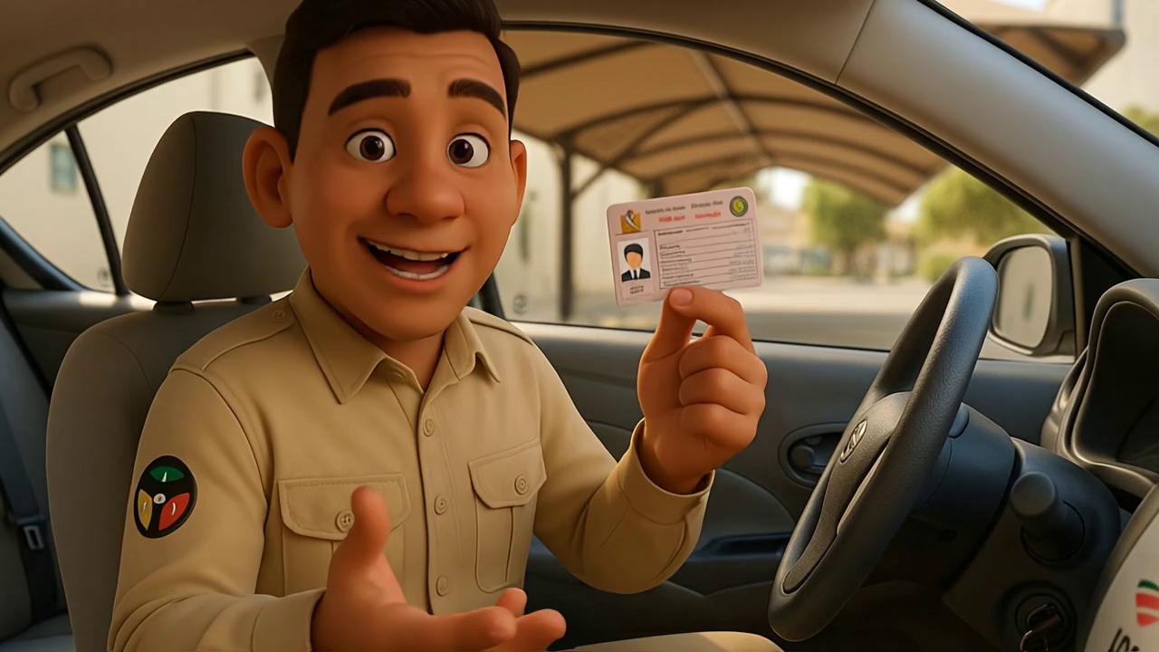 Prompt: cut] close-up of him talking  
[cut] close-up of the uae driving license to his hand 
[cut] pan out again him putting his right hand to his chest as a sign that "we are always here to support you" 

can you add a voice over as "From getting your learner’s permit to finally holding your license, our instructors are always here to support you — making your dream of driving a reality"