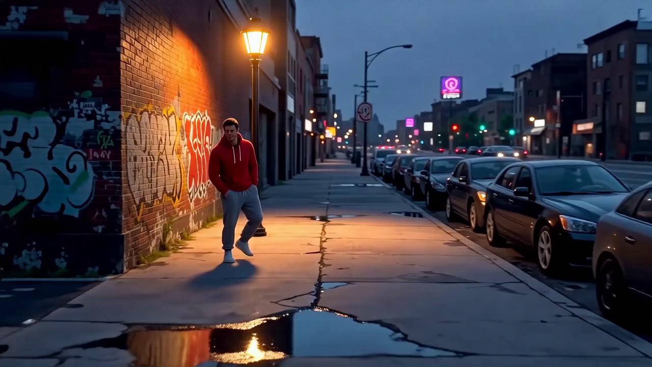 Prompt: 6t black green eyed  female Body builder wearing leather jacket wearing a white tshirt qouting a line from dirty  harry " GO AHEAD MAKE MY DAY " wearing blue jeans and black boots named Shelby is just carrying black duffle bag walking home from the gym when she is cornered by her ex boyfriend named Mike a white rich boy wearing a red hoodie and sweat pants from the Hamptons who was physically abusive to her 6 months ago and she went no contact.
Mike : "Hello Shelby how are you? "
Shelby: "What did I tell you about its over " 
Mike : "Easy I have changed. Why are you in the past?"
Shelby: "The past? Good bye Mike!" Shelby starts walking in the opposite direction 
