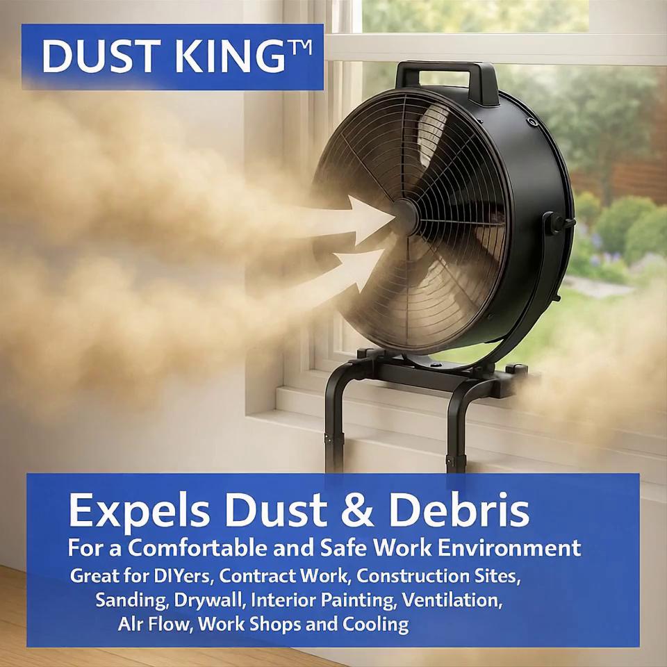 Prompt: The stream of dust being sucked out through the fan then to the outside